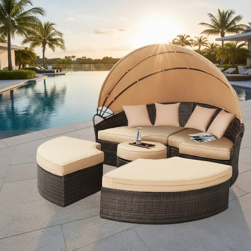 Lettino prendisole polyrattan